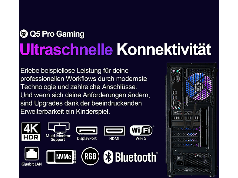 BEASTCOM Q5 Pro Gaming — PC Gaming, 16 GB RAM, 1 TB SSD, Negro, AMD Ryzen™ 5 4500, vista 9