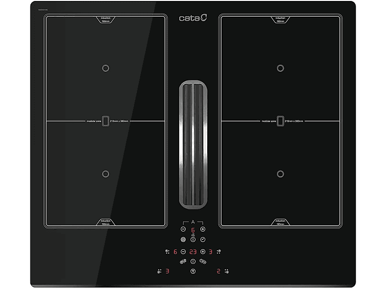 CATA AS 600 — Placa de inducción, 60 cm, Negro, 3 zonas