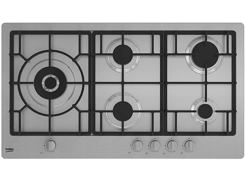 BEKO HIML 95225 SXE — Placa de gas, Metano, 91 cm, 5 zonas, Acero inoxidable, vista 2