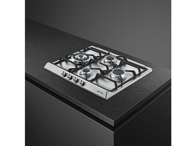 SMEG SER60SGH3 — Placa de gas, 60 cm, Inox, 4 zonas, G20 gas natural, vista 2