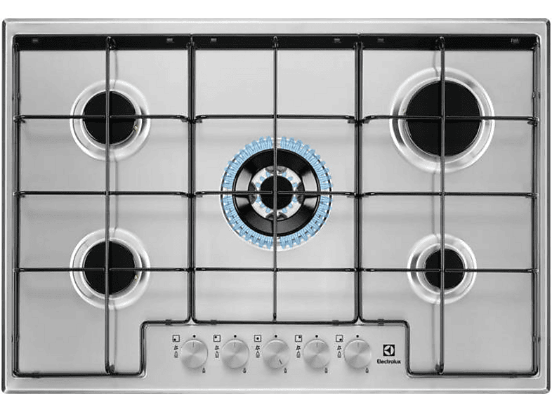 ELECTROLUX 212005555 — Placa de gas, 74,4 cm, Inox, 5 zonas, vista 2