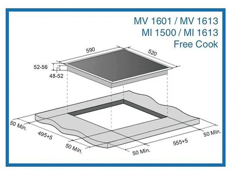 MEIRELES FREE COOK — Placa de inducción, 590 mm, Negro, 2 zonas, vista 2