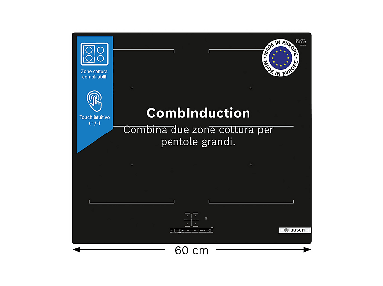 BOSCH PVQ611BB6E — Placa de inducción, 59,2 cm, Negro, 4 zona(s) zonas