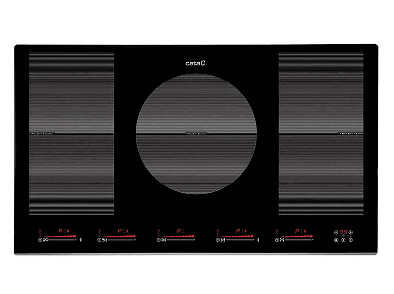 CATA 08024402 — Placa de inducción, 900 mm, 5 zonas, Negro.