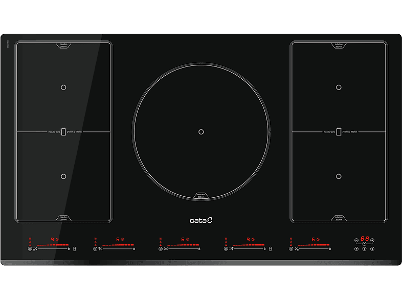 CATA 08024402 — Placa de inducción, 900 mm, 5 zonas, Negro., vista 2