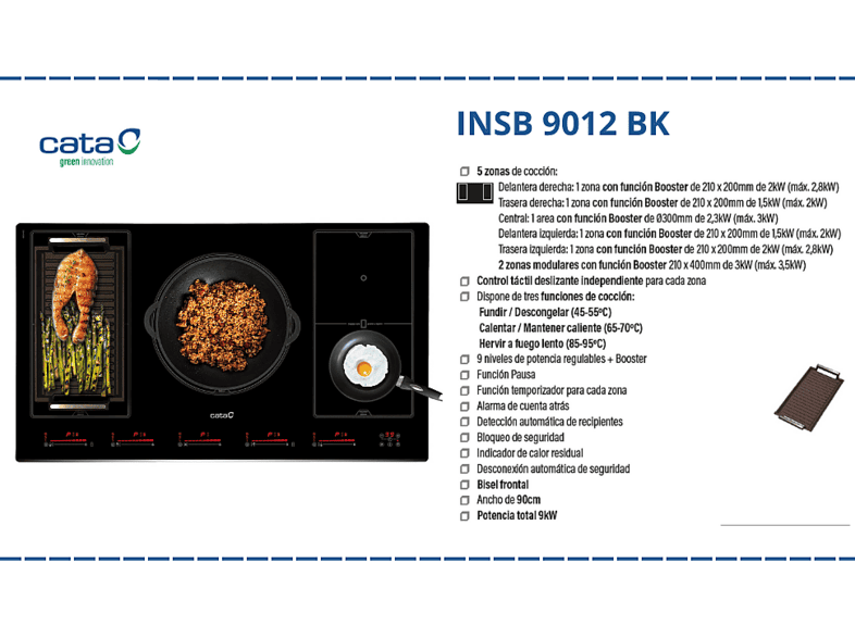 CATA 08024402 — Placa de inducción, 900 mm, 5 zonas, Negro., vista 10