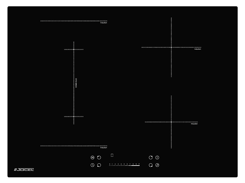 JOCEL 5601774007476 — Placa de inducción, 70 cm, Negro, 4 zonas