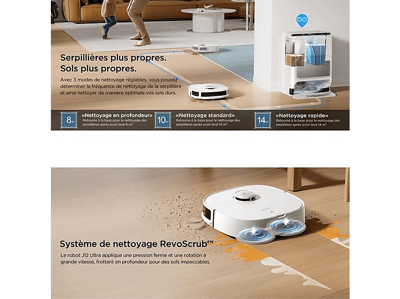 EUREKA J12 Ultra-EU-VD — Robot aspirador, 65 W, Negro, Depósito 3 l, Autonomía 2 h y 30 min, vista 6