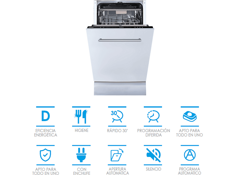 EDESA EDB-4711-I SL — Lavavajillas de libre instalación 45 cm, 10 servicios, 7 programas, 44,8 cm, blanco, vista 2