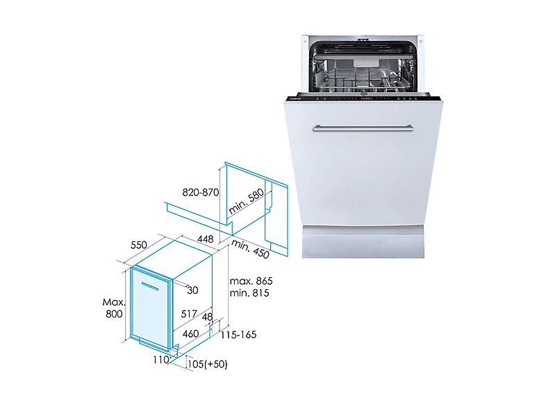 EDESA EDB-4711-I SL — Lavavajillas de libre instalación 45 cm, 10 servicios, 7 programas, 44,8 cm, blanco, vista 11
