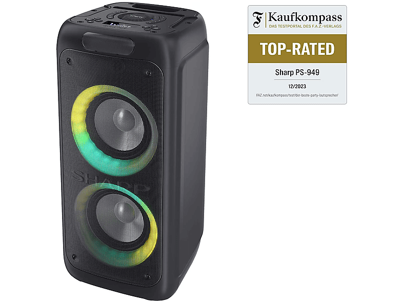 SHARP PS-949 — Altavoz portátil, 200 W, Bluetooth, Negro, 12h, vista 2