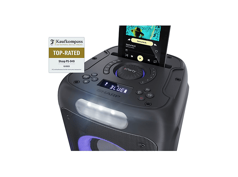 SHARP PS-949 — Altavoz portátil, 200 W, Bluetooth, Negro, 12h, vista 8