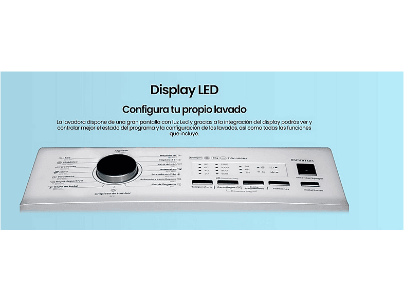 INFINITON TLW-L62CBJ — Lavadora carga superior, 6 kg, 16 programas, Blanco, vista 7