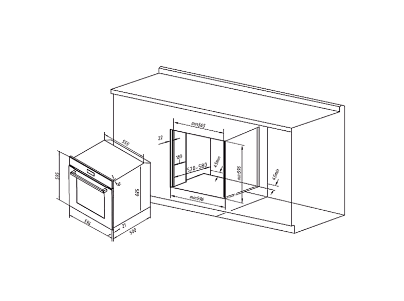 CECOTEC Bolero Hexa M226000 Glass Black A — Horno multifunción, 57,9 cm, Negro, Libre instalación, 72 l, vista 3