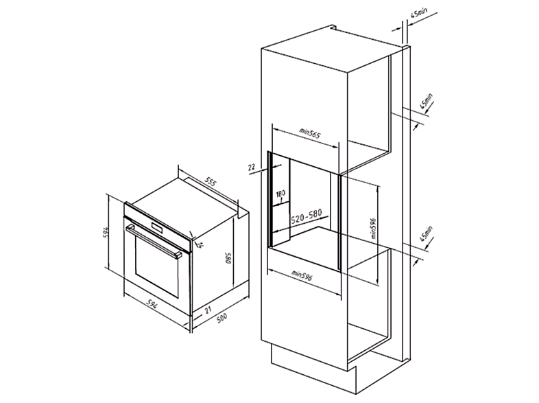 CECOTEC Bolero Hexa M226000 Glass Black A — Horno multifunción, 57,9 cm, Negro, Libre instalación, 72 l, vista 4