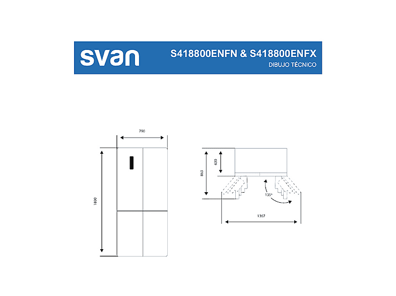 SVAN S418800ENFX — Frigorífico americano, Altura 180 cm, No Frost, 125 Litros, Capacidad 362 l, vista 6