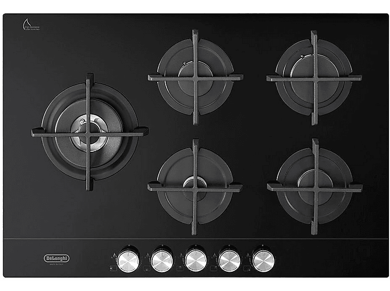 DELONGHI 8024651211556 — Placa de gas, 750 mm, Negro, 5 zone(s) zonas
