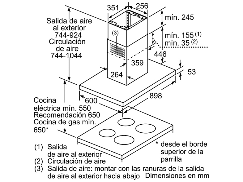 BOSCH DIB97IM50 — Campana de isla, 754 m³/h, 4 velocidades, 90 cm, Inox, vista 7