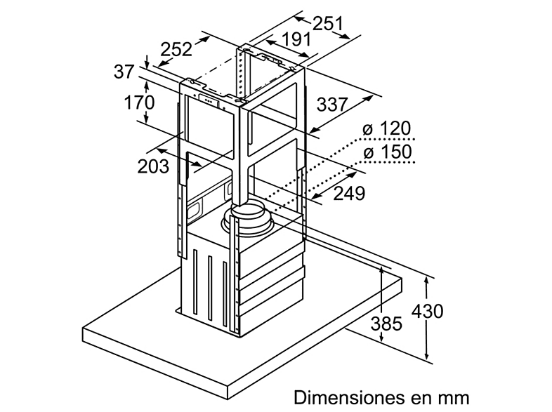 BOSCH DIB97IM50 — Campana de isla, 754 m³/h, 4 velocidades, 90 cm, Inox, vista 8