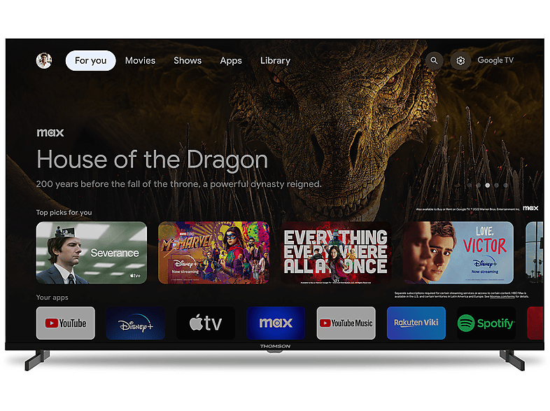 THOMSON 50UG4S14 — TV LCD 50", Negro, UHD 4K, CA75x2&1.3GHz + CA55x2&1.15GHz, Smart TV