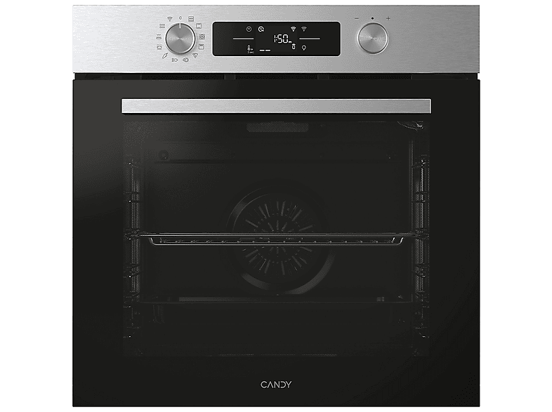 CANDY CA6 N3B3HTX — Horno eléctrico, Hidrolítica, 595 mm, 78 l, Acero inoxidable / Negro