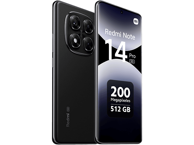 XIAOMI REDMI NOTE 14 PRO 6.67P/5G/8N/12+512GB/B — Smartphone, 12 GB RAM, 5110 mAh, Negro medianoche, Móvil Android, vista 2