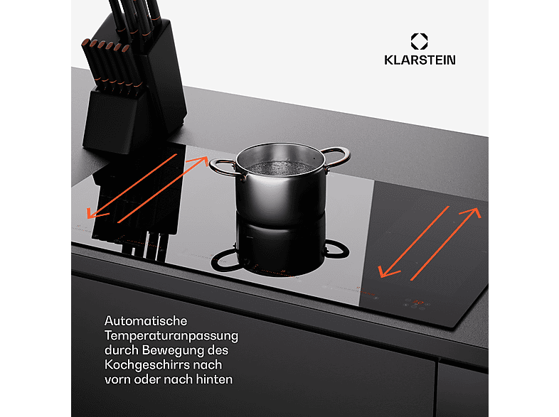 KLARSTEIN Masterzone 90 Flex — Placa de inducción, 90 cm, Negro, 4 zonas, vista 4