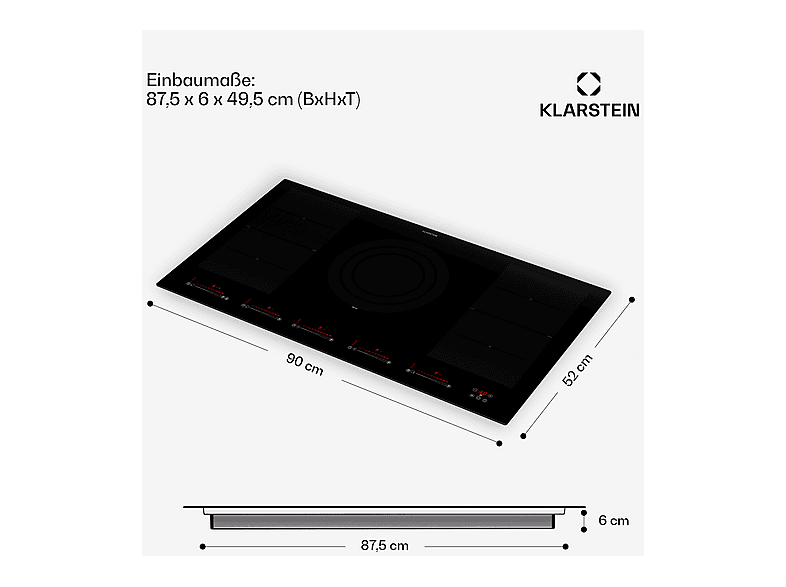 KLARSTEIN Masterzone 90 Flex — Placa de inducción, 90 cm, Negro, 4 zonas, vista 7