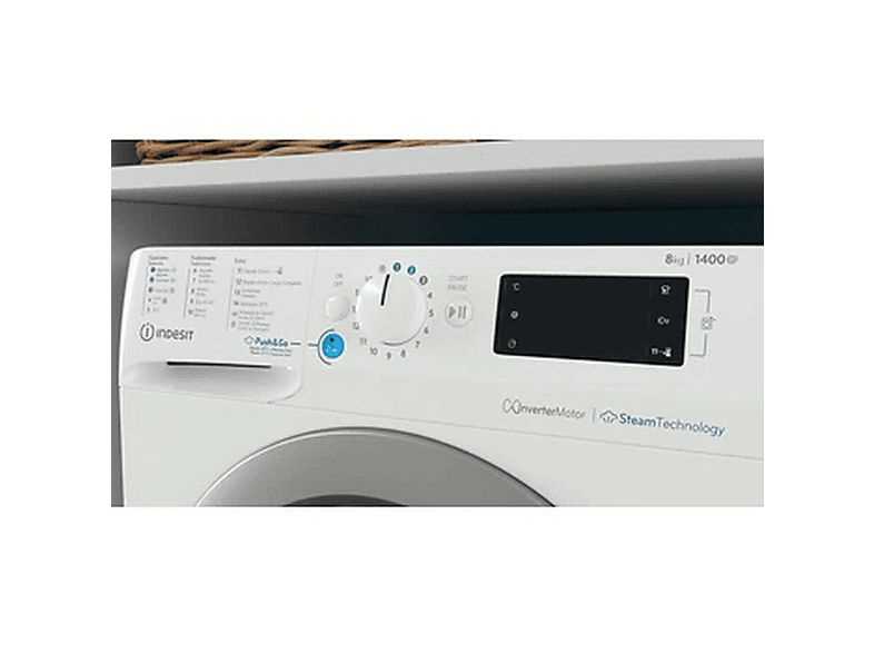 INDESIT BWE 81496X WSV SPT — Lavadora carga frontal, 8 kg, White, 1400 rpm, vista 2