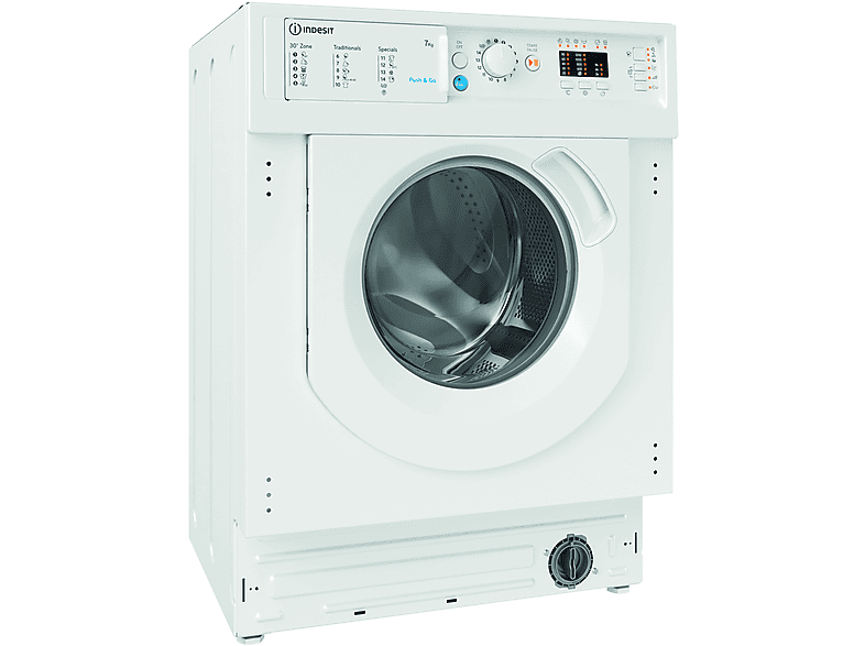 INDESIT BI WMIL 71252 EU N — Lavadora integrable, 7 kg, 14 programas, 1200 rpm, Push&Wash