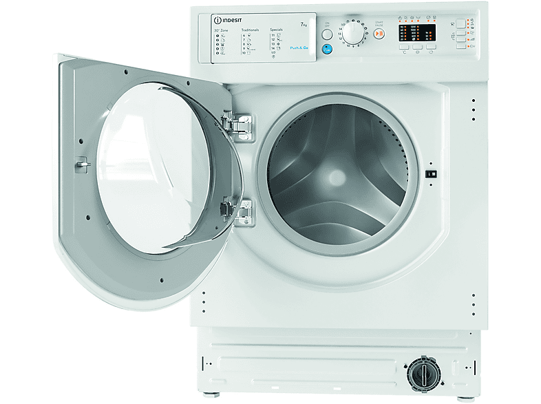 INDESIT BI WMIL 71252 EU N — Lavadora integrable, 7 kg, 14 programas, 1200 rpm, Push&Wash, vista 3