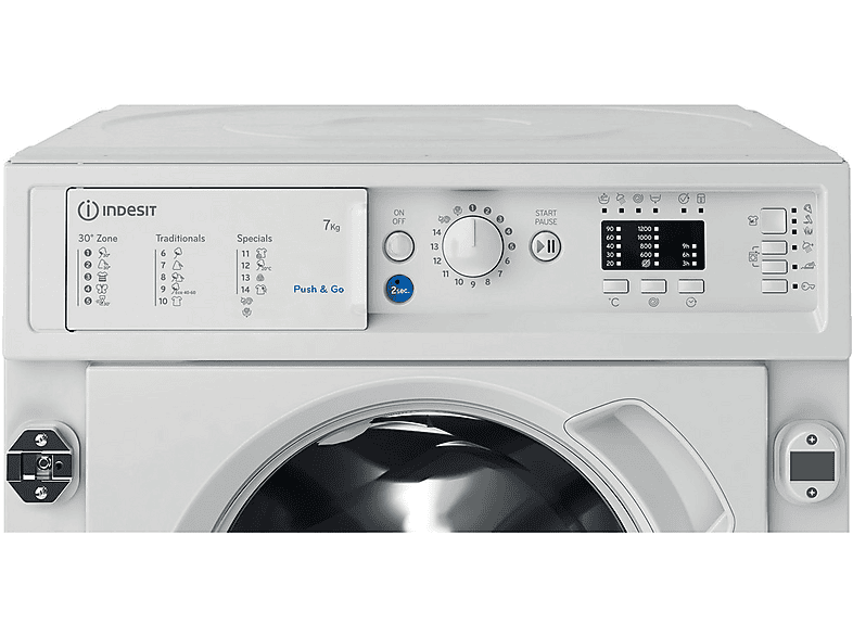 INDESIT BI WMIL 71252 EU N — Lavadora integrable, 7 kg, 14 programas, 1200 rpm, Push&Wash, vista 15
