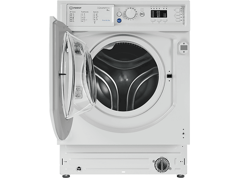 INDESIT BI WMIL 81285 EU — Lavadora integrable, 8 kg, 16 programas, Blanco, vista 2