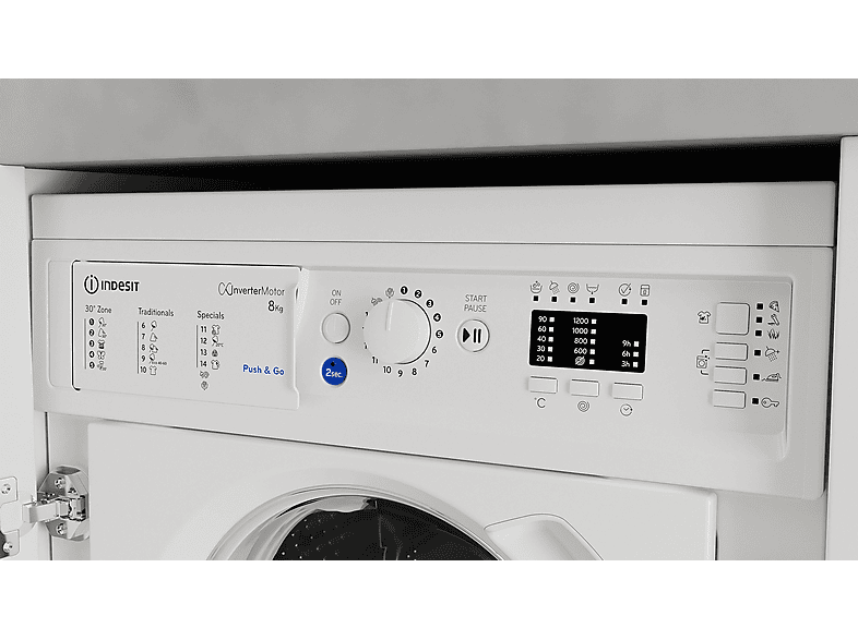 INDESIT BI WMIL 81285 EU — Lavadora integrable, 8 kg, 16 programas, Blanco, vista 6