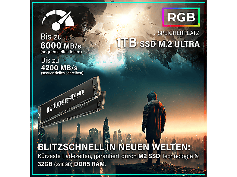 GREED MK5 INTEL — PC Gaming, 32 GB RAM, 1 TB SSD, Schwarz, Intel Core i9-12900KF, vista 5