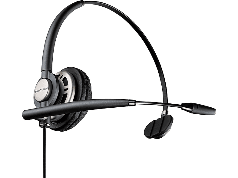 POLY — Auriculares de diadema con cable, Circumaurales, Negro, Plata, EncorePro HW710 Single Ear Headset +Carry Case +Quick Disconnect POLY