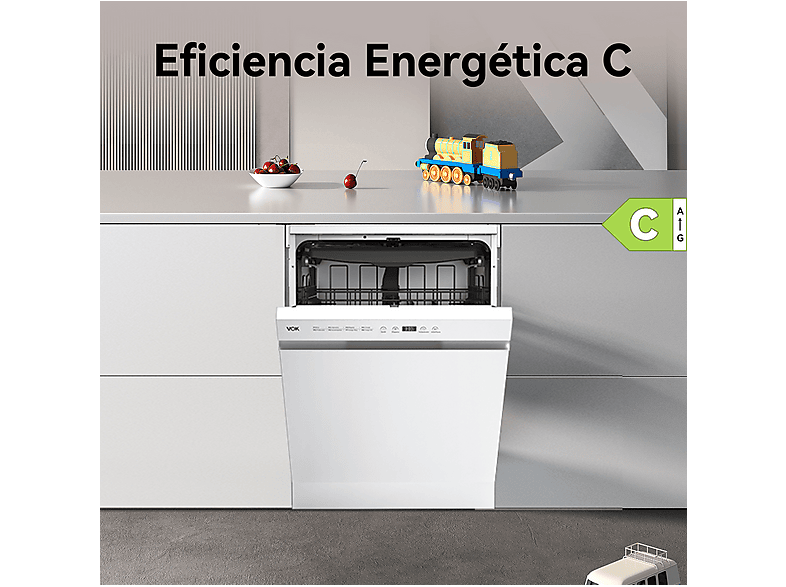 VOK EVD-14FCWAD — Lavavajillas libre instalación 60 cm, 8 programas, 60 cm, Blanco, vista 10