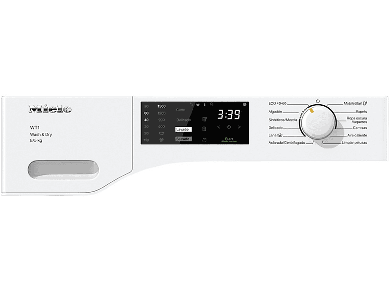 MIELE WTD 160 WCS — Lavadora secadora, 8 kg/5 kg, Blanco, 1500 rpm, Motor ProfiEco, vista 3
