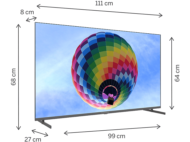 THOMSON Smart TV 50" QLED Google TV — TV QLED 50", Negro, UHD 4K, CA75x2&1.3GHz + CA55x2&1.15GHz, DVB-T2 (H.265), vista 2