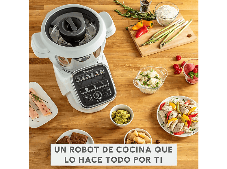 MOULINEX HF80DB COMPANION XL 12 PROGRAMAS — Robot de cocina, 1550 W, Blanco, Gris, 4,5 l, vista 2