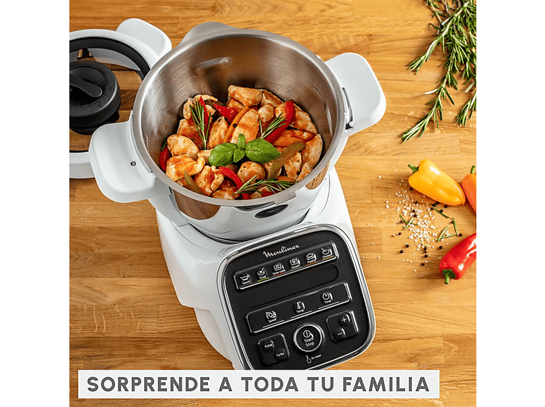 MOULINEX HF80DB COMPANION XL 12 PROGRAMAS — Robot de cocina, 1550 W, Blanco, Gris, 4,5 l, vista 4