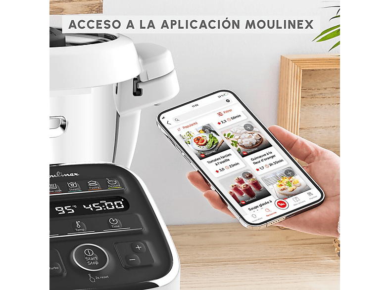 MOULINEX HF80DB COMPANION XL 12 PROGRAMAS — Robot de cocina, 1550 W, Blanco, Gris, 4,5 l, vista 5