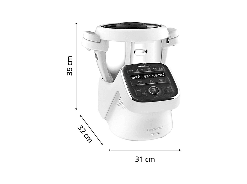 MOULINEX HF80DB COMPANION XL 12 PROGRAMAS — Robot de cocina, 1550 W, Blanco, Gris, 4,5 l, vista 6