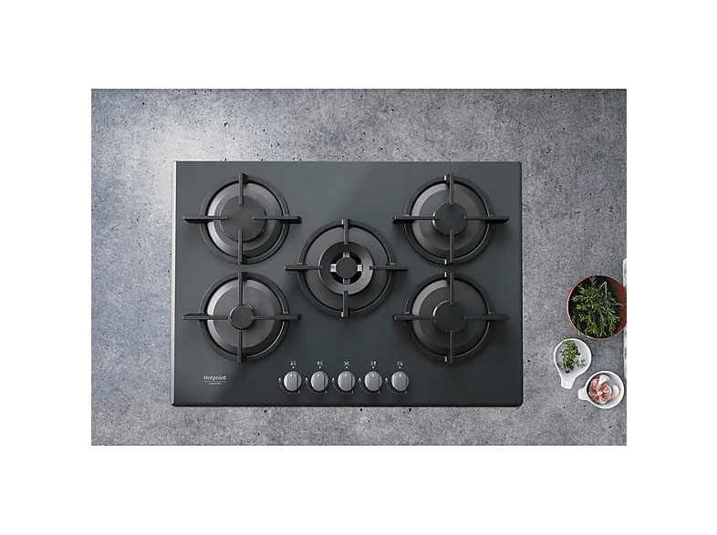 HOTPOINT 869991586370 — Placa de gas, 730 mm, Espejo, 5 zone(s) zonas, Natural Gas (NG), vista 3