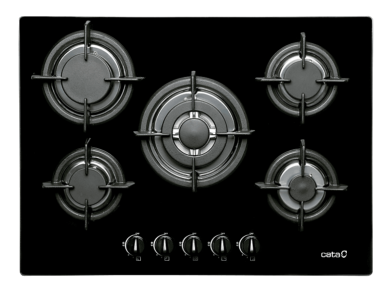 CATA L 705 CI BK — Placa de gas, 700 mm, Negro, 5 zonas