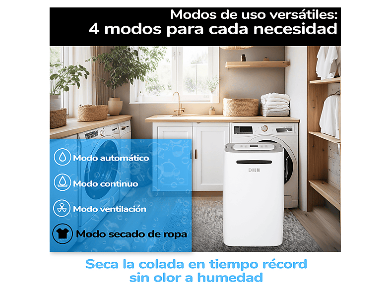 HJM DHM20L — Deshumidificador, 20L/día, 35-40m², 210W, 40 m², vista 4
