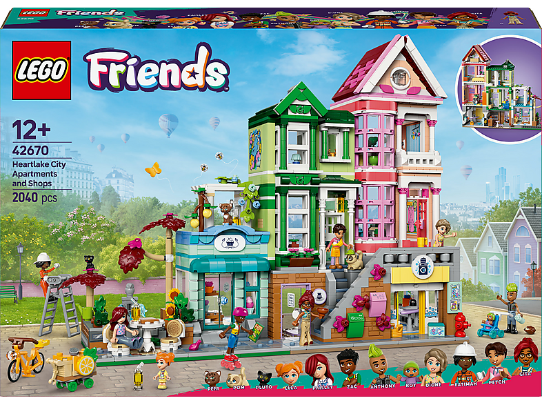 LEGO Friends Apartamentos y Tiendas: Juguetes con Mini Muñecos y Gatos para Niñas 42670 — Juego de construcción, edad recomendada: 12 año(s), 1 piezas