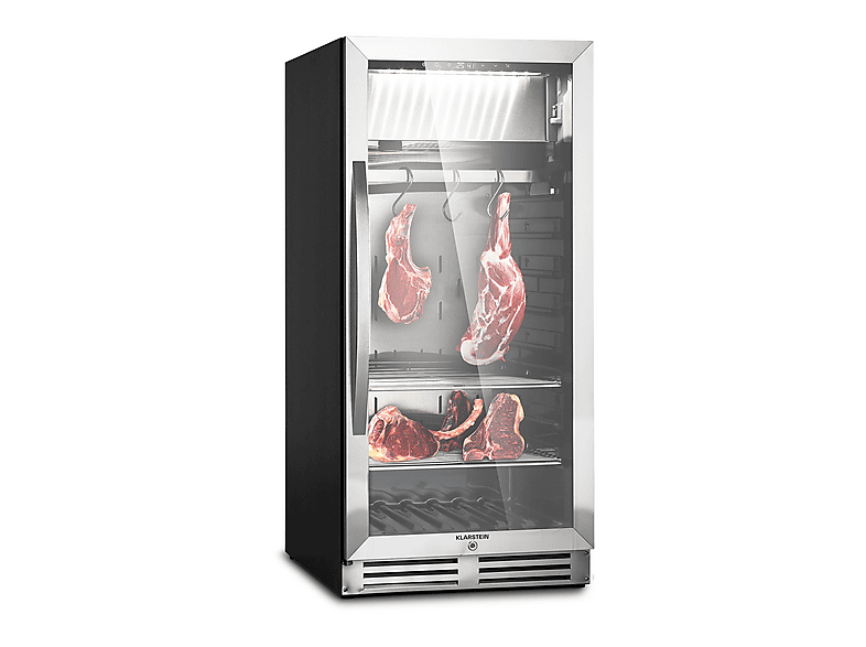 KLARSTEIN Steakhouse Pro 233 — Nevera de maduración de carne, Altura 127 cm, Plata Metálica