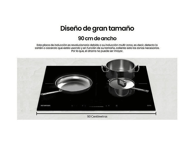 INFINITON IND-A55F — Placa inducción, 90 cm, Negro, 5 zonas, vista 5