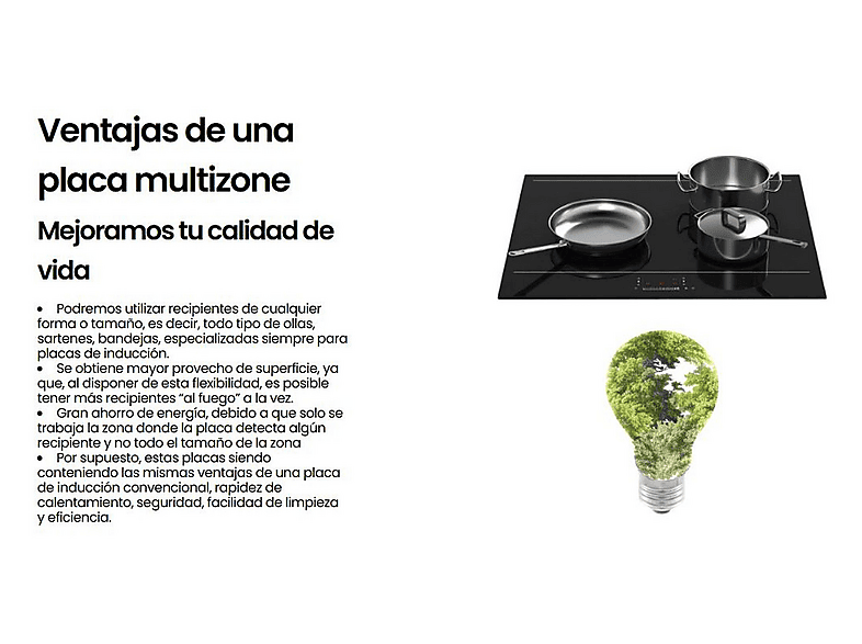 INFINITON IND-A55F — Placa inducción, 90 cm, Negro, 5 zonas, vista 6